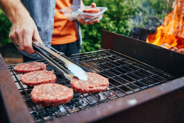 making food on the grill